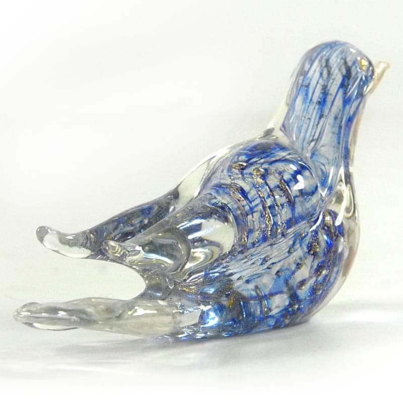 Bird figurine Murano, transparent blue gold crystal glass, Italy, 1960s. - 321452