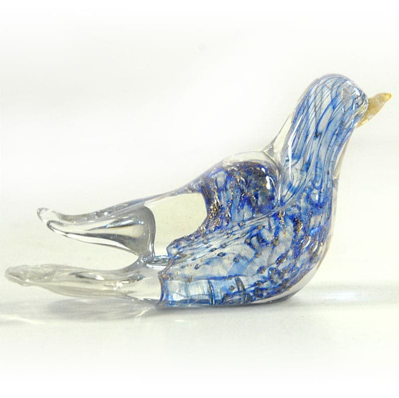 Bird figurine Murano, transparent blue gold crystal glass, Italy, 1960s. - 321451