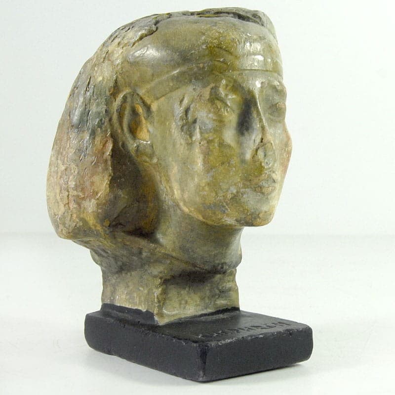 Rzeźba głowy w stylu antycznym, beżowy, gips, vintage - 321448