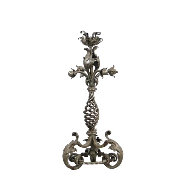 Świecznik secesyjny, srebrny, metal, Polska, początek XX w. - WYMIARY