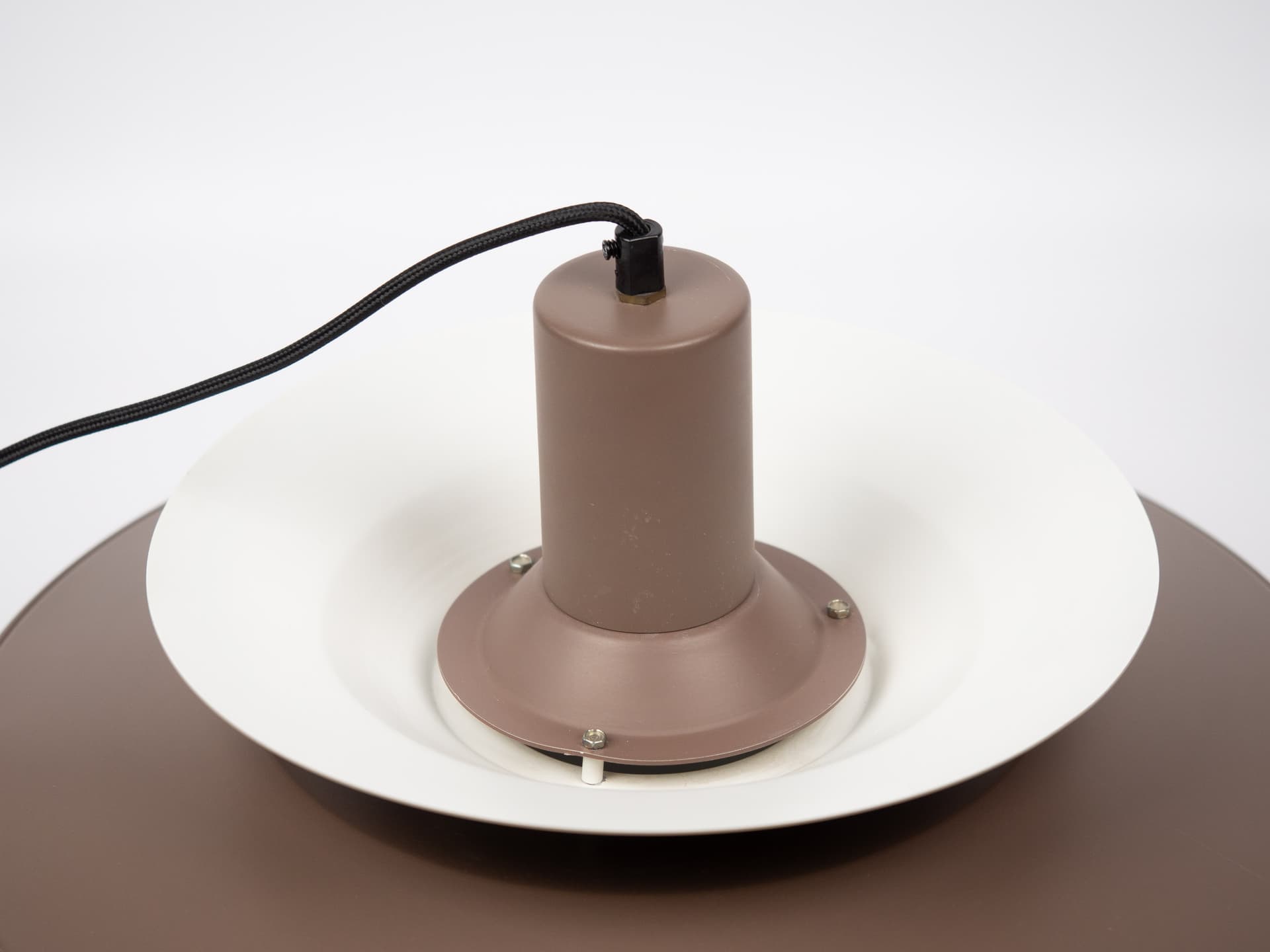 Pendant lamp, brown beige, aluminum, by K. Wiborg, Jeka, Denmark, 1980s. - 321393