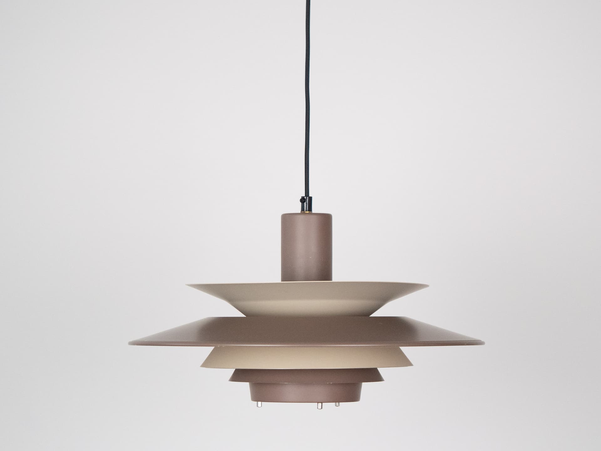 Pendant lamp, brown beige, aluminum, by K. Wiborg, Jeka, Denmark, 1980s. - 321388