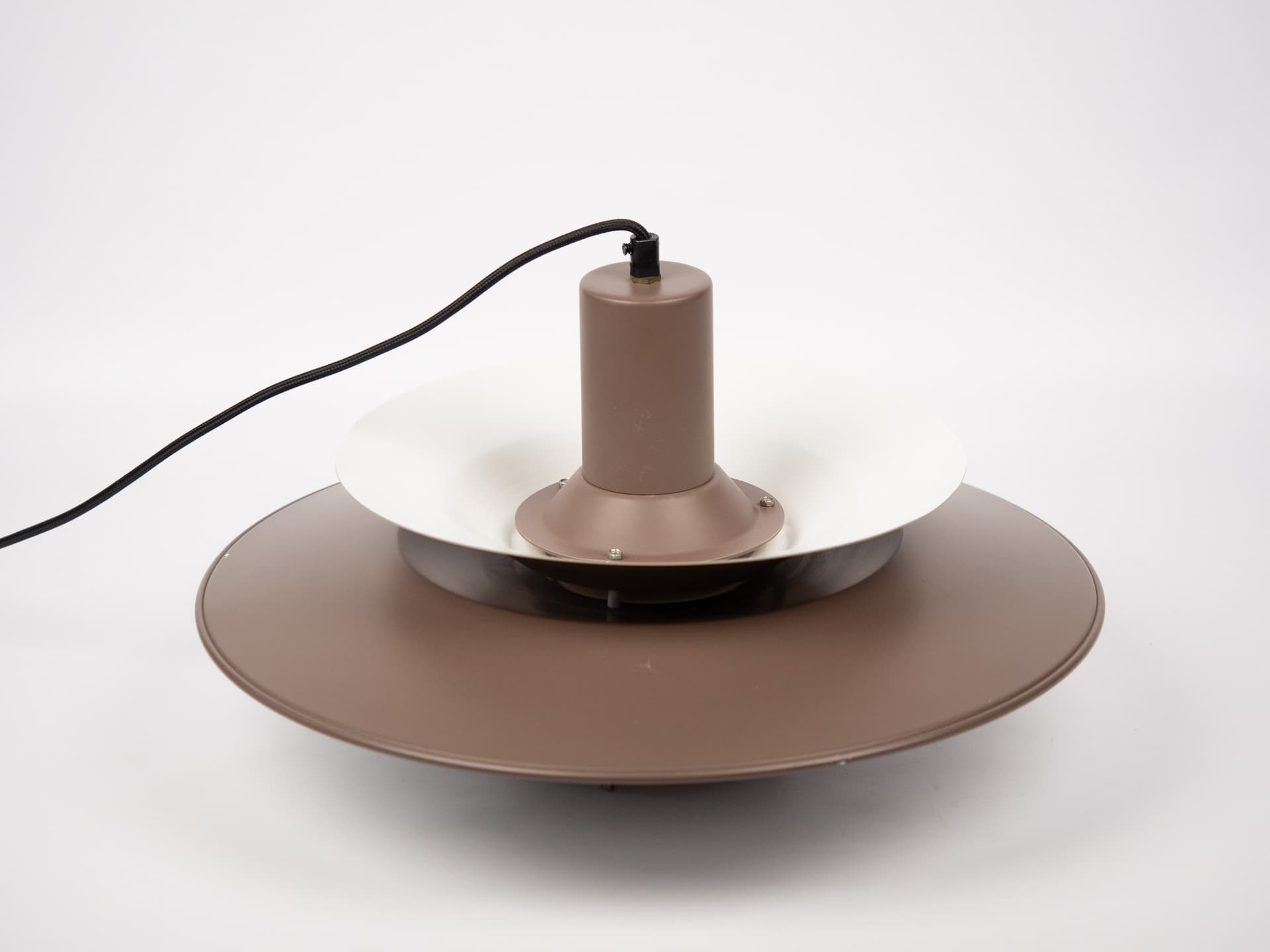Pendant lamp, brown beige, aluminum, by K. Wiborg, Jeka, Denmark, 1980s. - 321389