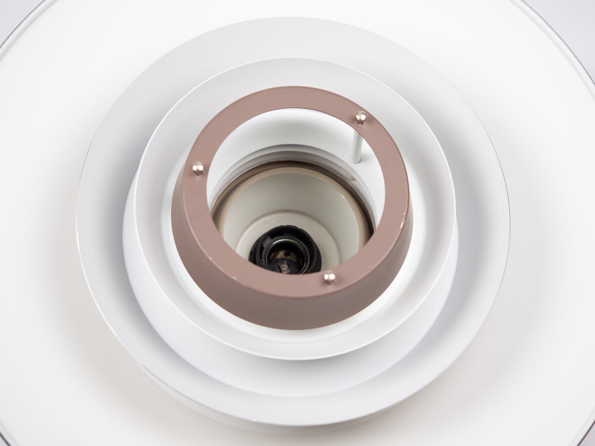 Pendant lamp, brown beige, aluminum, by K. Wiborg, Jeka, Denmark, 1980s. - 321395