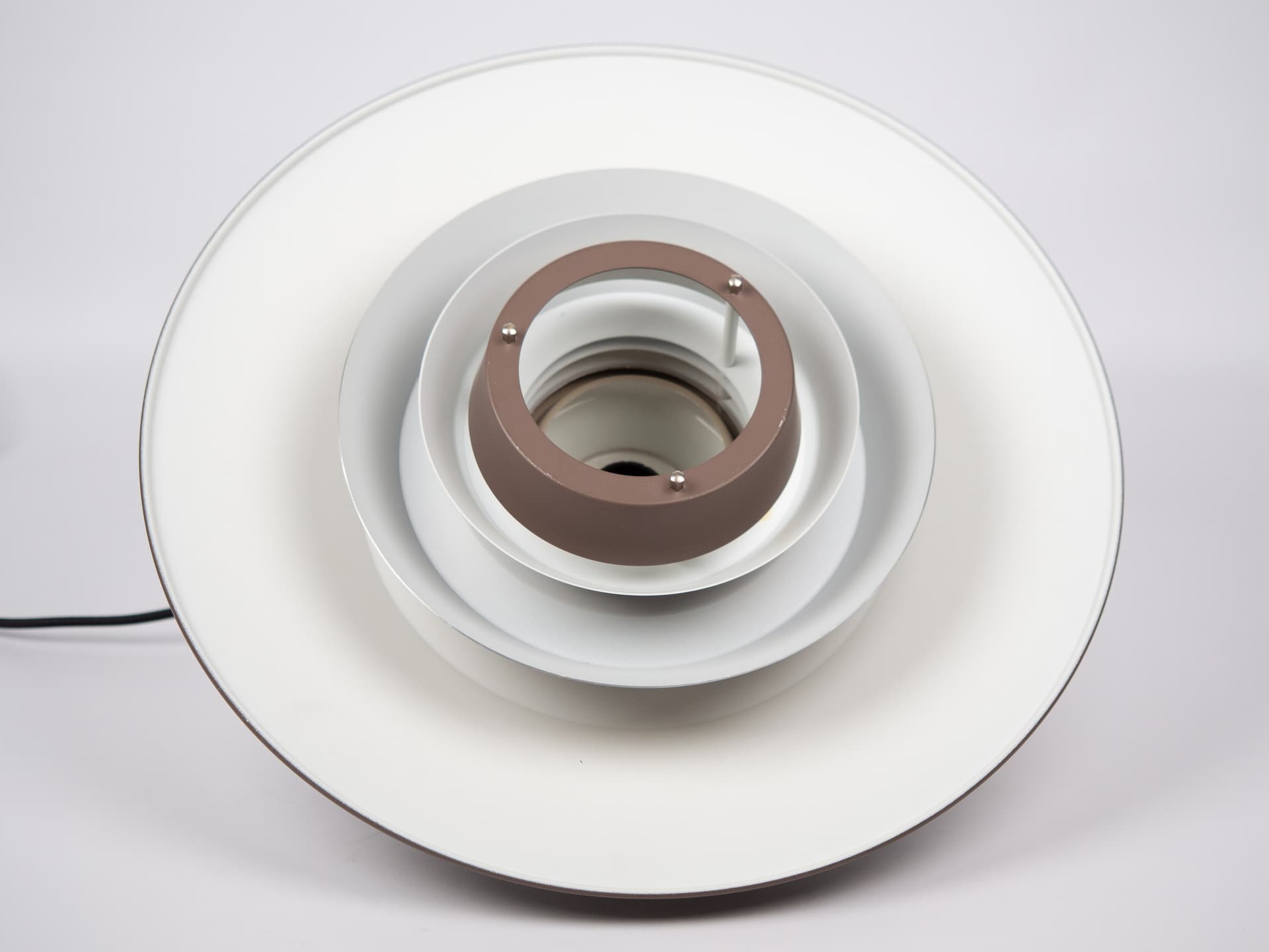 Pendant lamp, brown beige, aluminum, by K. Wiborg, Jeka, Denmark, 1980s. - 321394
