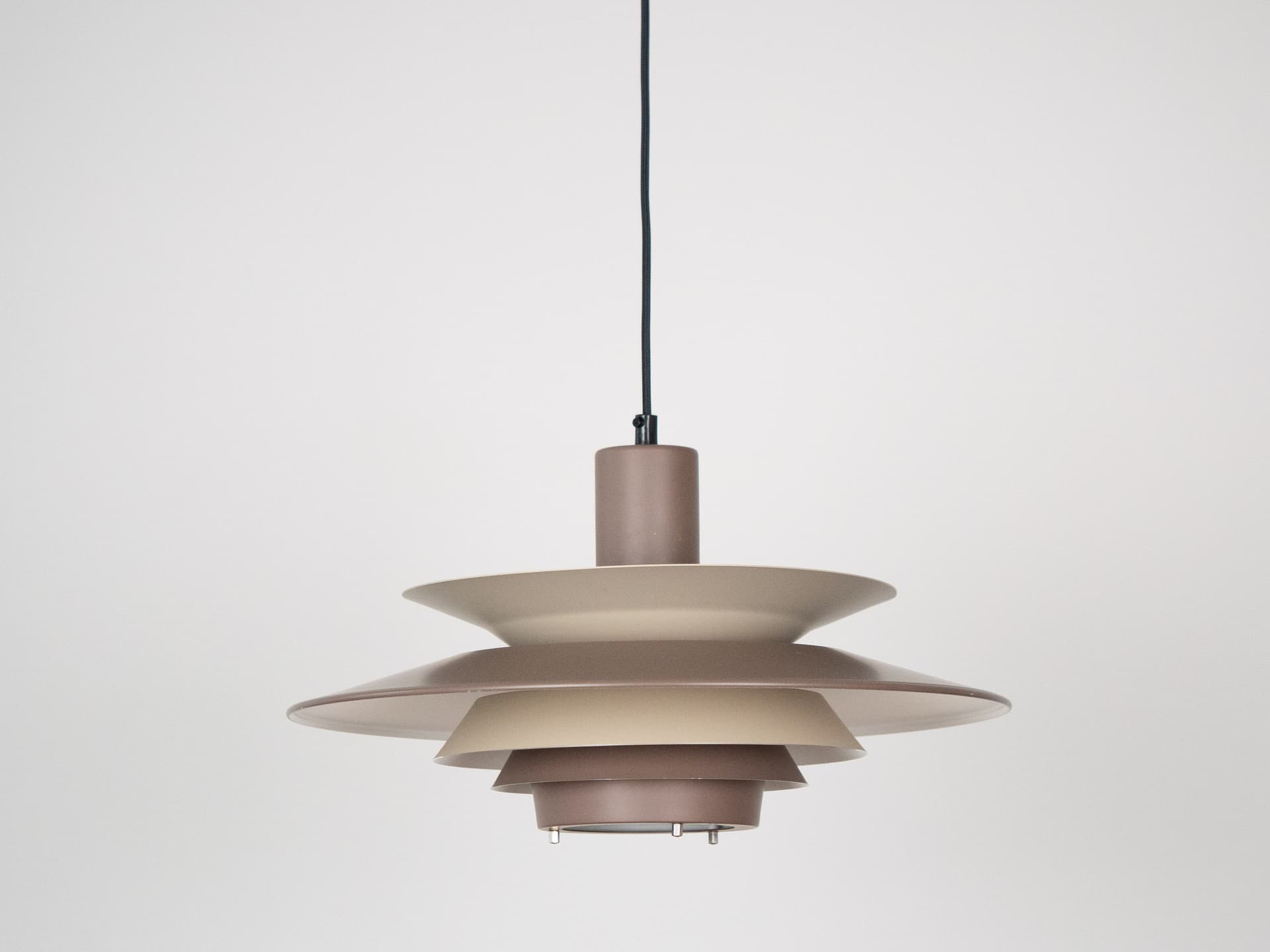 Pendant lamp, brown beige, aluminum, by K. Wiborg, Jeka, Denmark, 1980s. - 321392
