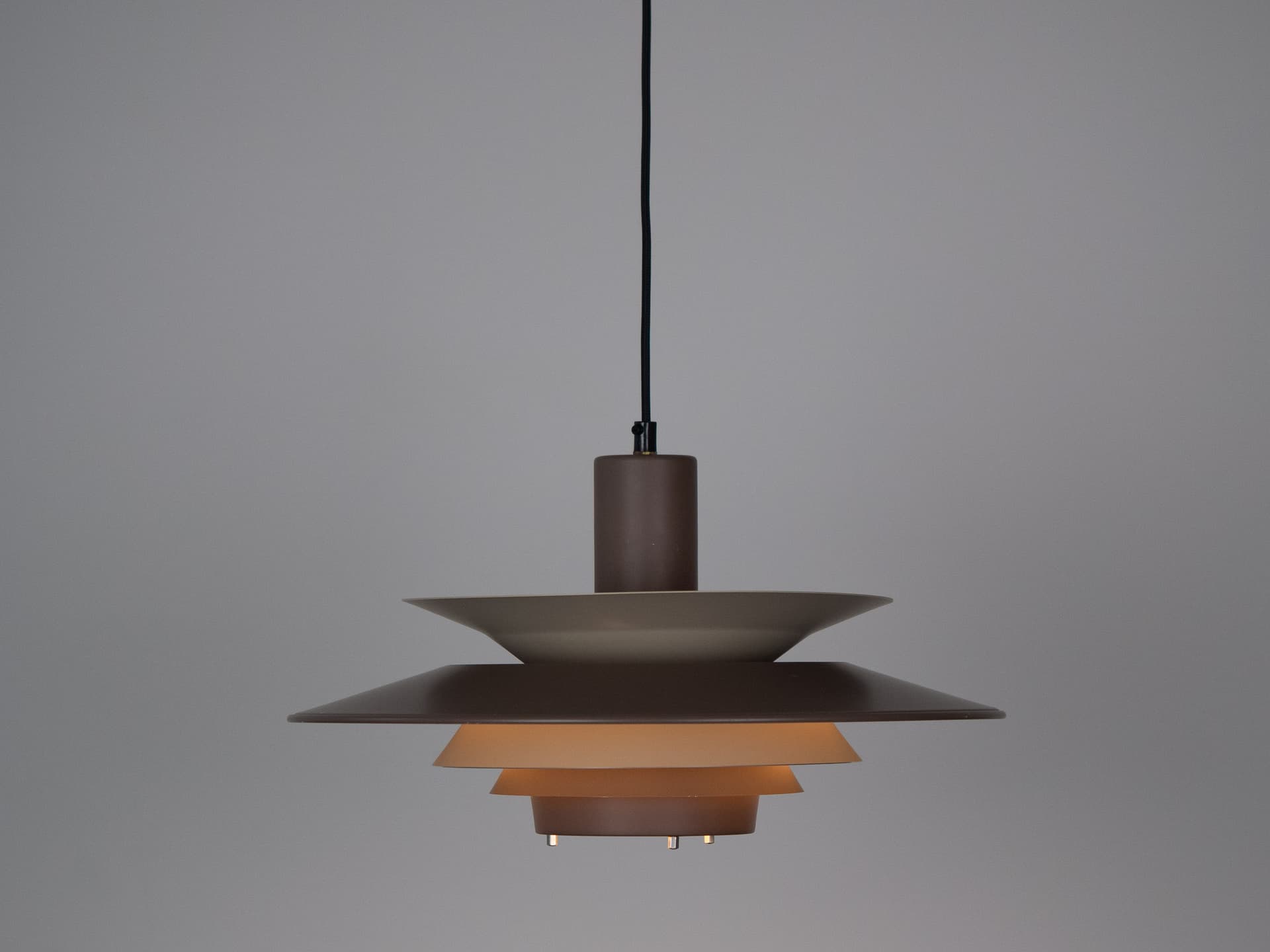 Pendant lamp, brown beige, aluminum, by K. Wiborg, Jeka, Denmark, 1980s. - 321390