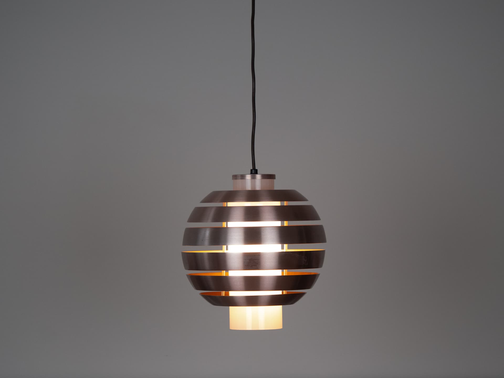 Pendant lamp, gold copper, aluminum copper, by B. Nordsted, Denmark, 1970s - 321411