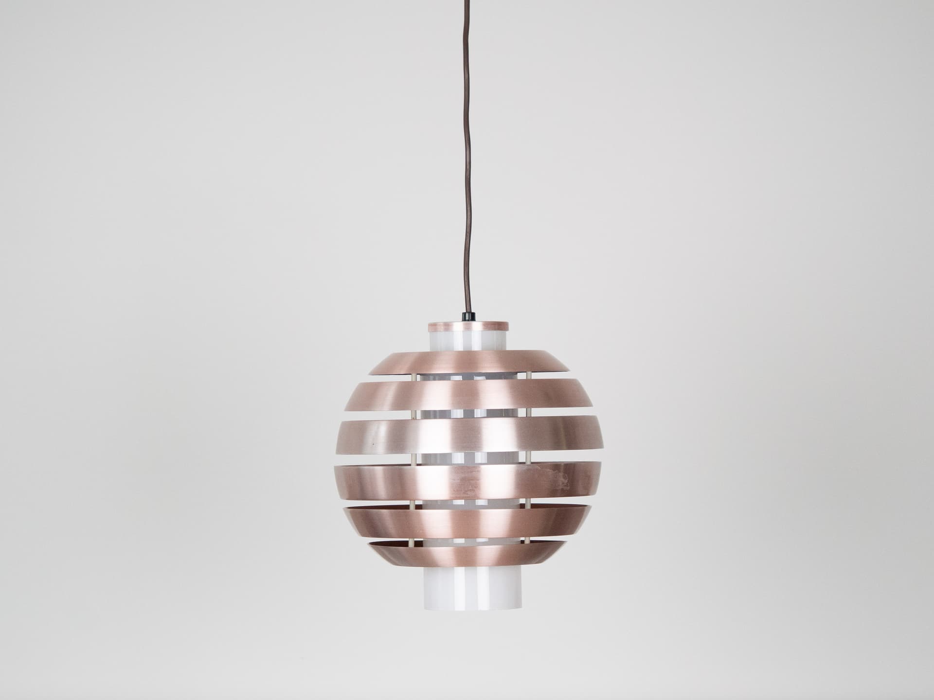 Pendant lamp, gold copper, aluminum copper, by B. Nordsted, Denmark, 1970s - 321410