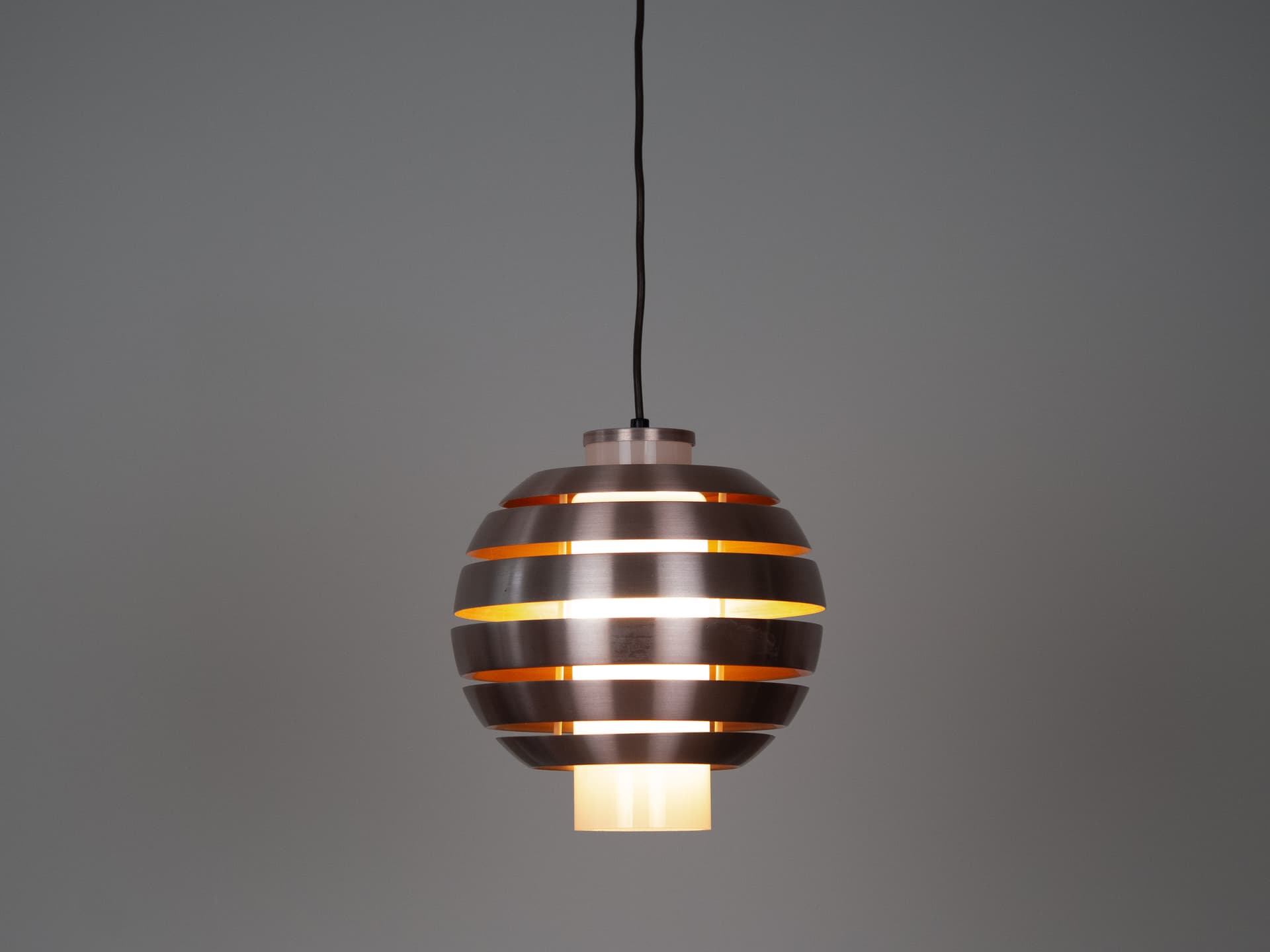 Pendant lamp, gold copper, aluminum copper, by B. Nordsted, Denmark, 1970s - 321414