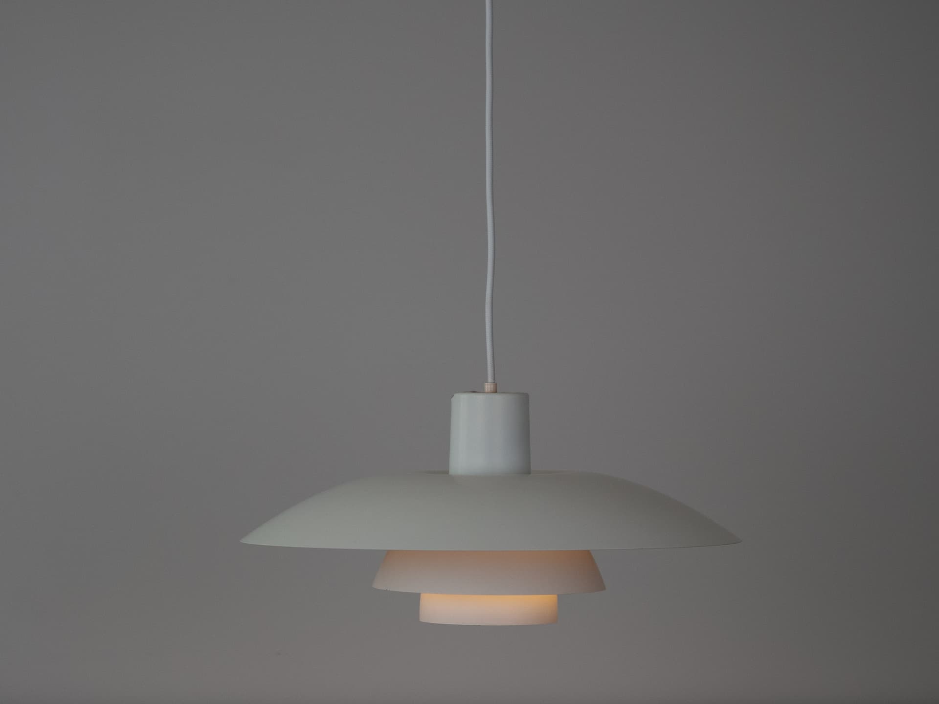 Pendant Lamp PH 4/3, white aluminum, by P. Henningsen, Denmark, 1980s. - 321434