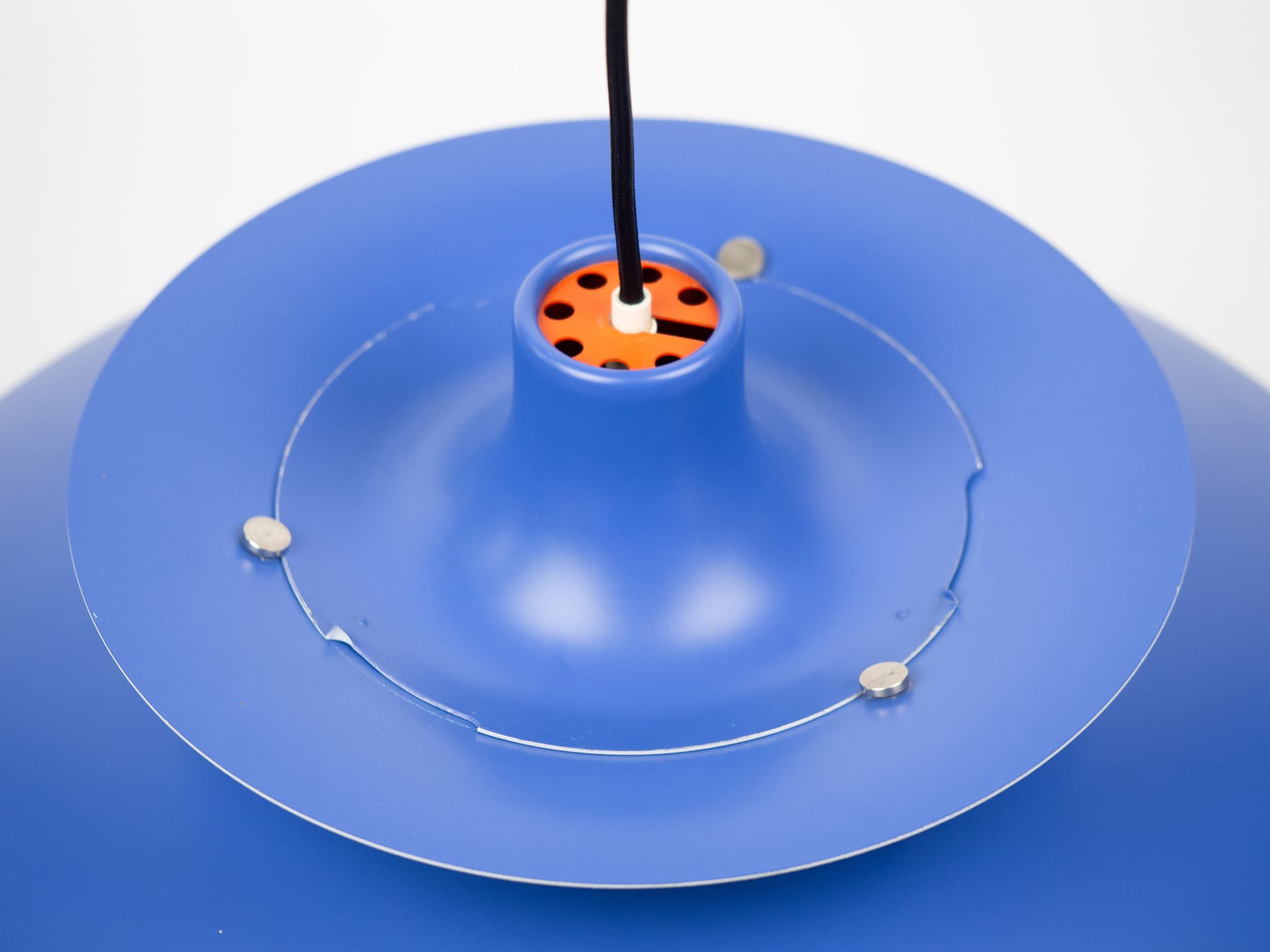 Pendant lamp PH 5, blue aluminum, by P. Henningsen, Louis Poulsen, Denmark, 1980s. - 321692