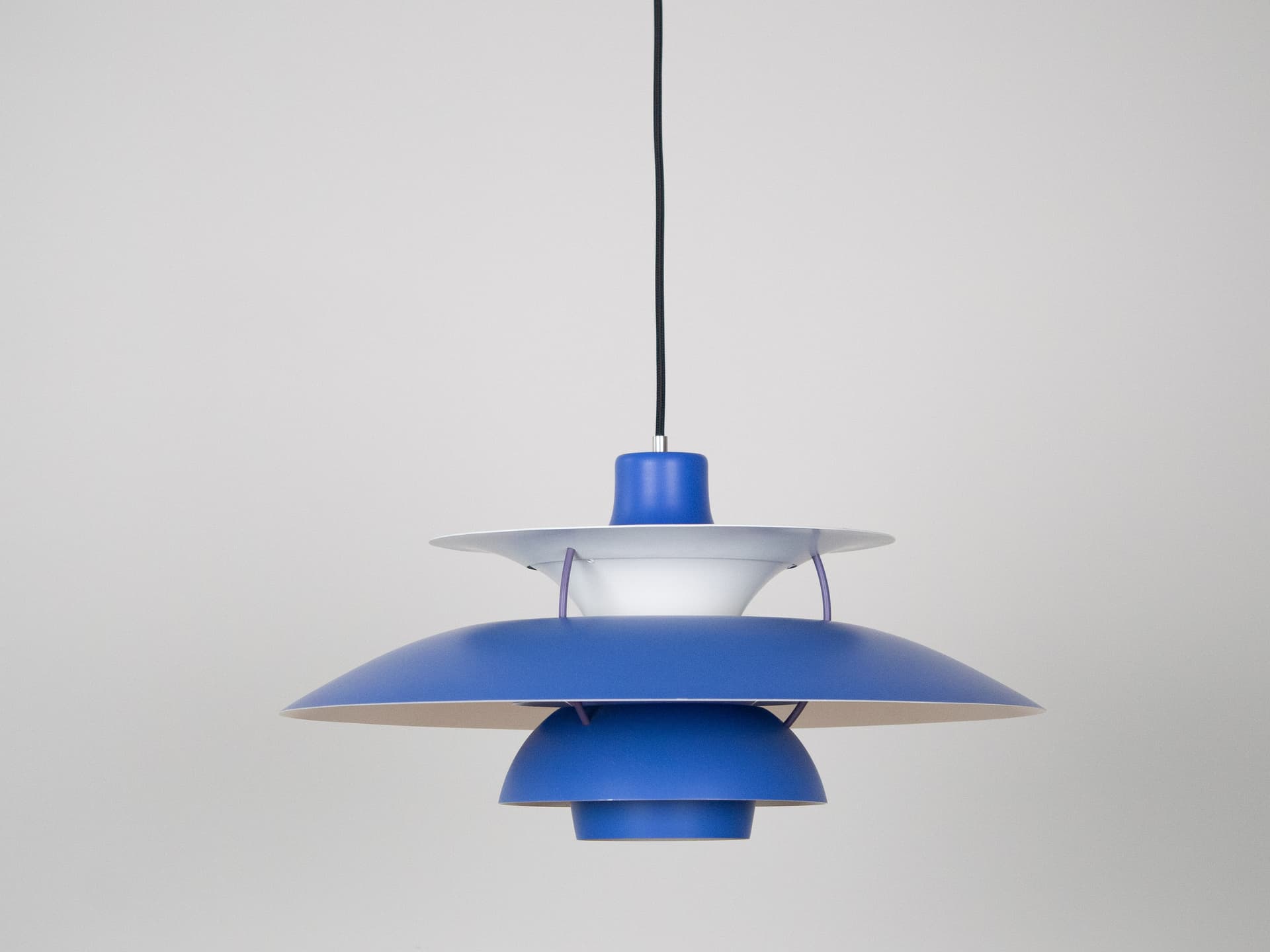 Pendant lamp PH 5, blue aluminum, by P. Henningsen, Louis Poulsen, Denmark, 1980s. - 321690