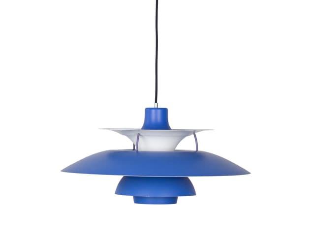 Pendant lamp PH 5, blue aluminum, by P. Henningsen, Louis Poulsen, Denmark, 1980s. - DIMENSION