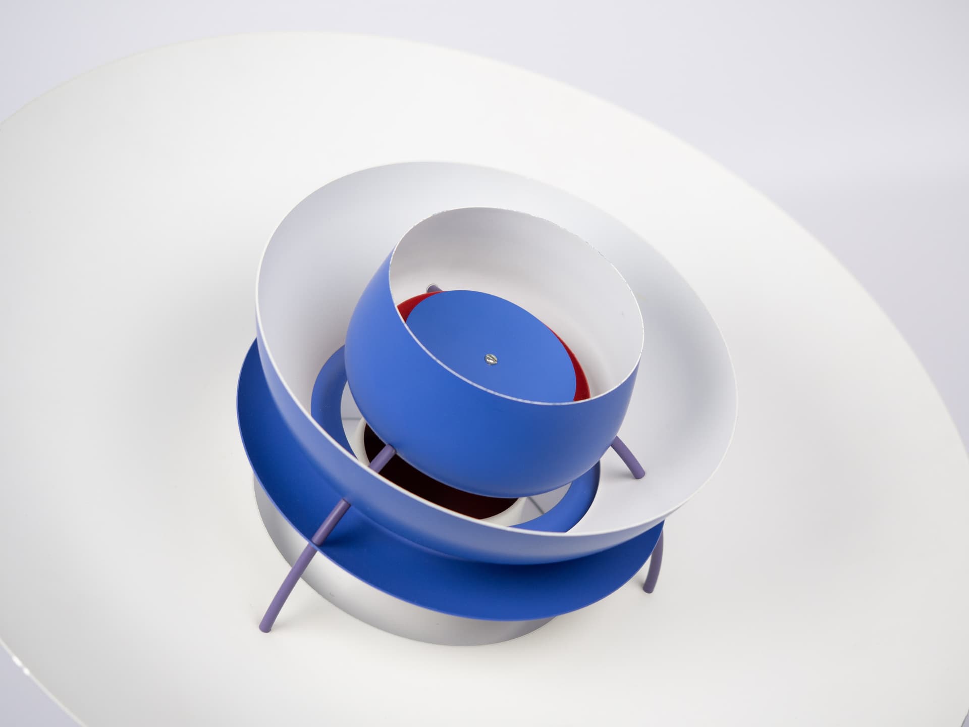 Pendant lamp PH 5, blue aluminum, by P. Henningsen, Louis Poulsen, Denmark, 1980s. - 321689