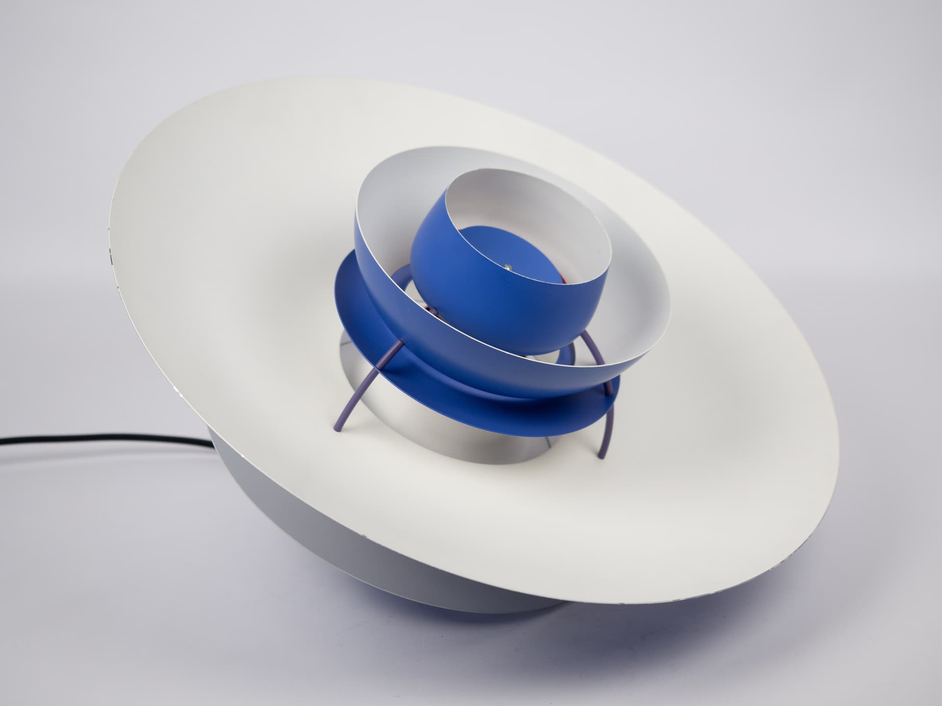 Pendant lamp PH 5, blue aluminum, by P. Henningsen, Louis Poulsen, Denmark, 1980s. - 321687