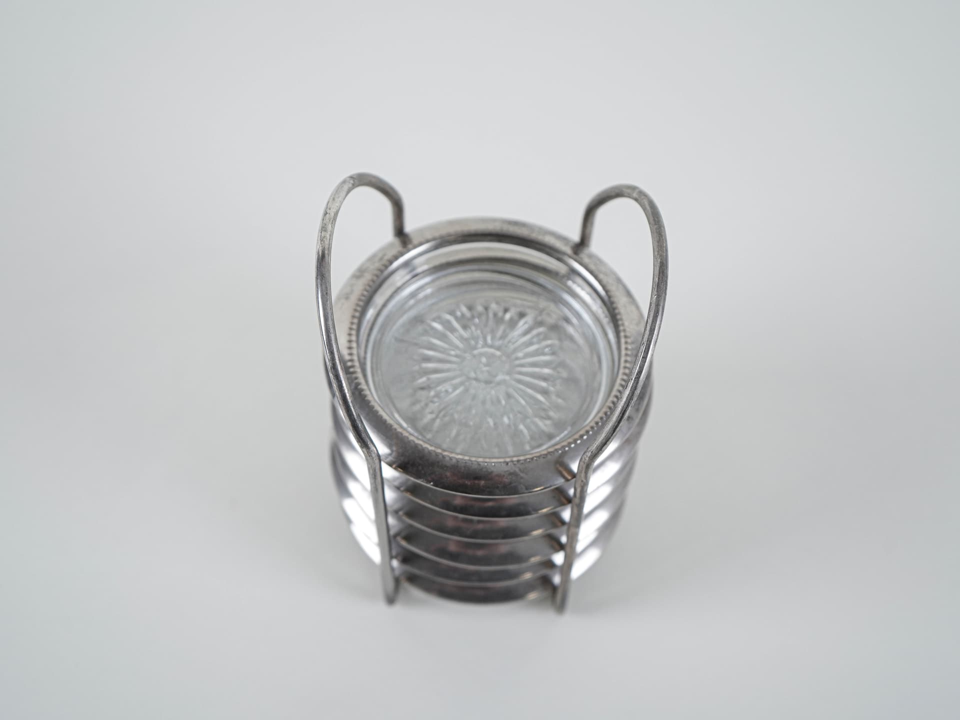 Komplet podstawek, szkło transparentne, stal chromowana, Dania, lata 60. - 321949