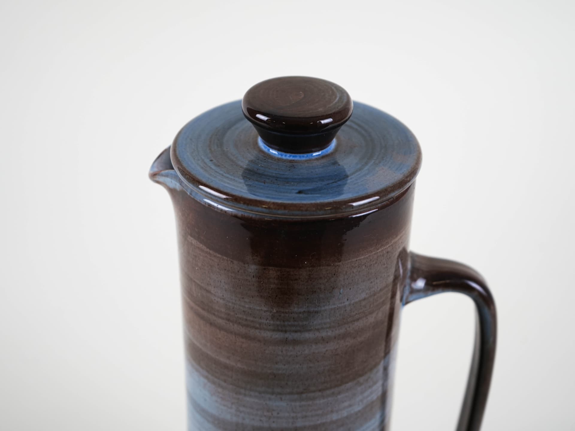 Dzbanek, brązowy niebieski, ceramika, Dania, lata 60. - 321958