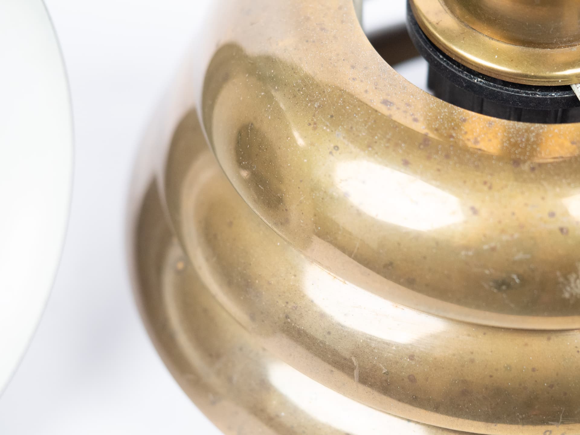 Pair of pendant lamps, gold brass aluminium, by K. Wiborg, Jeka, Sweden, 1980s. - 322013