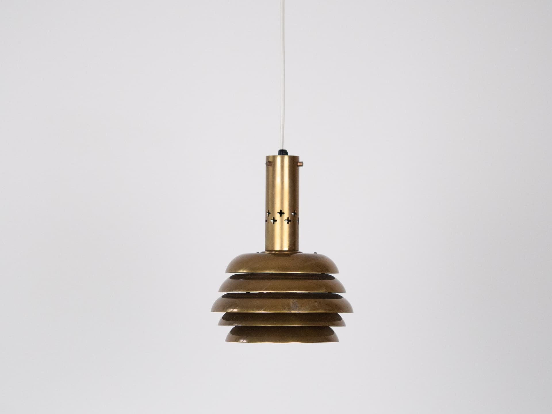 Pair of pendant lamps, gold brass aluminium, by K. Wiborg, Jeka, Sweden, 1980s. - 322001