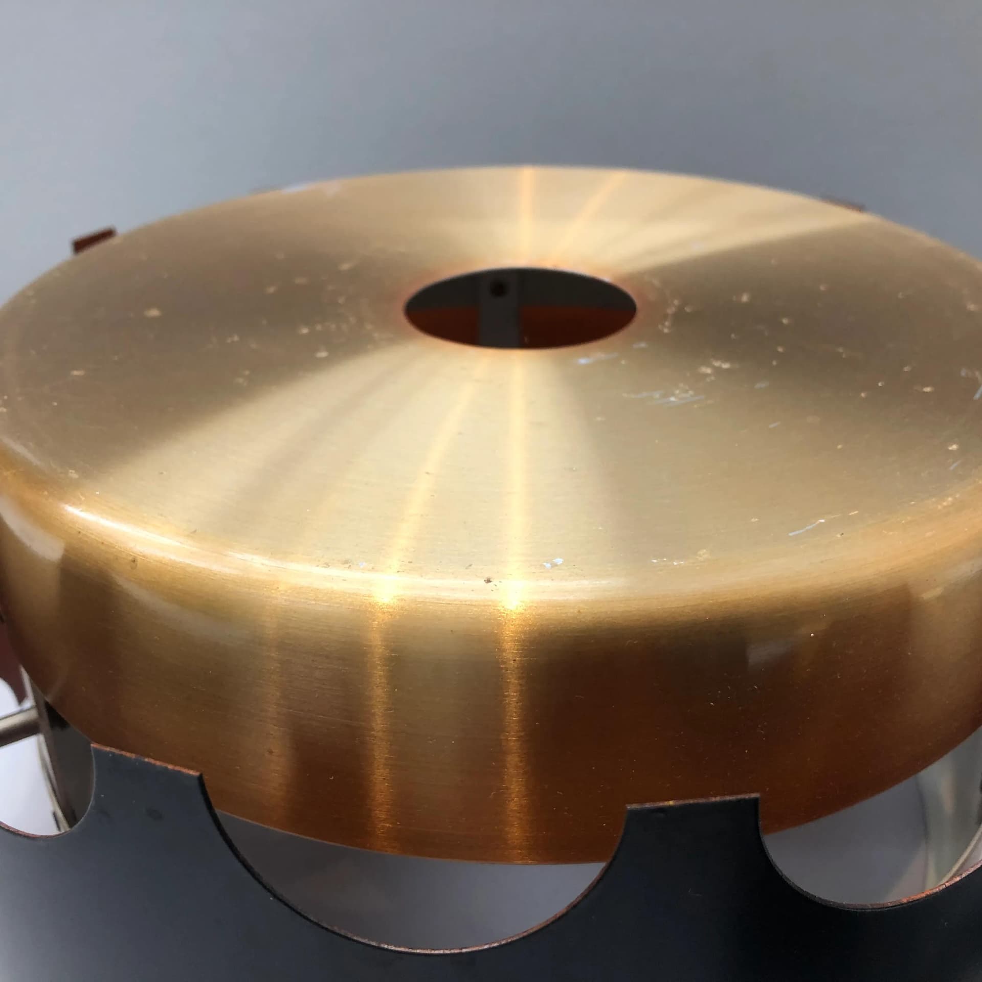 Pendant lamp, copper, aluminum, Germany, 1970s. - 24178