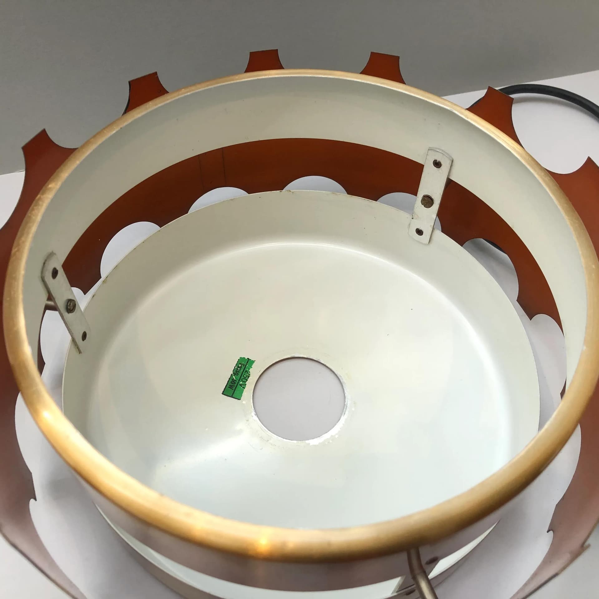 Pendant lamp, copper, aluminum, Germany, 1970s. - 24176