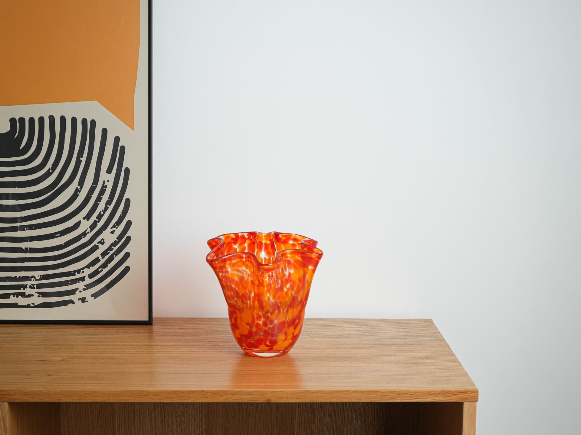 Vase, orange red yellow, glass, Denmark, 1970s. - 322048