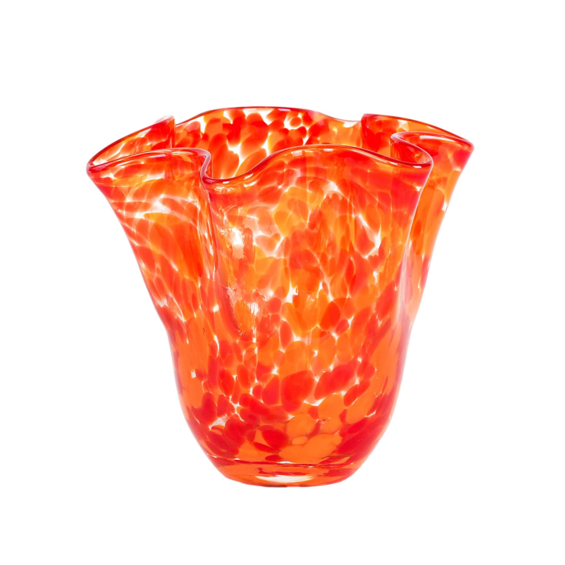 Vase, orange red yellow, glass, Denmark, 1970s.