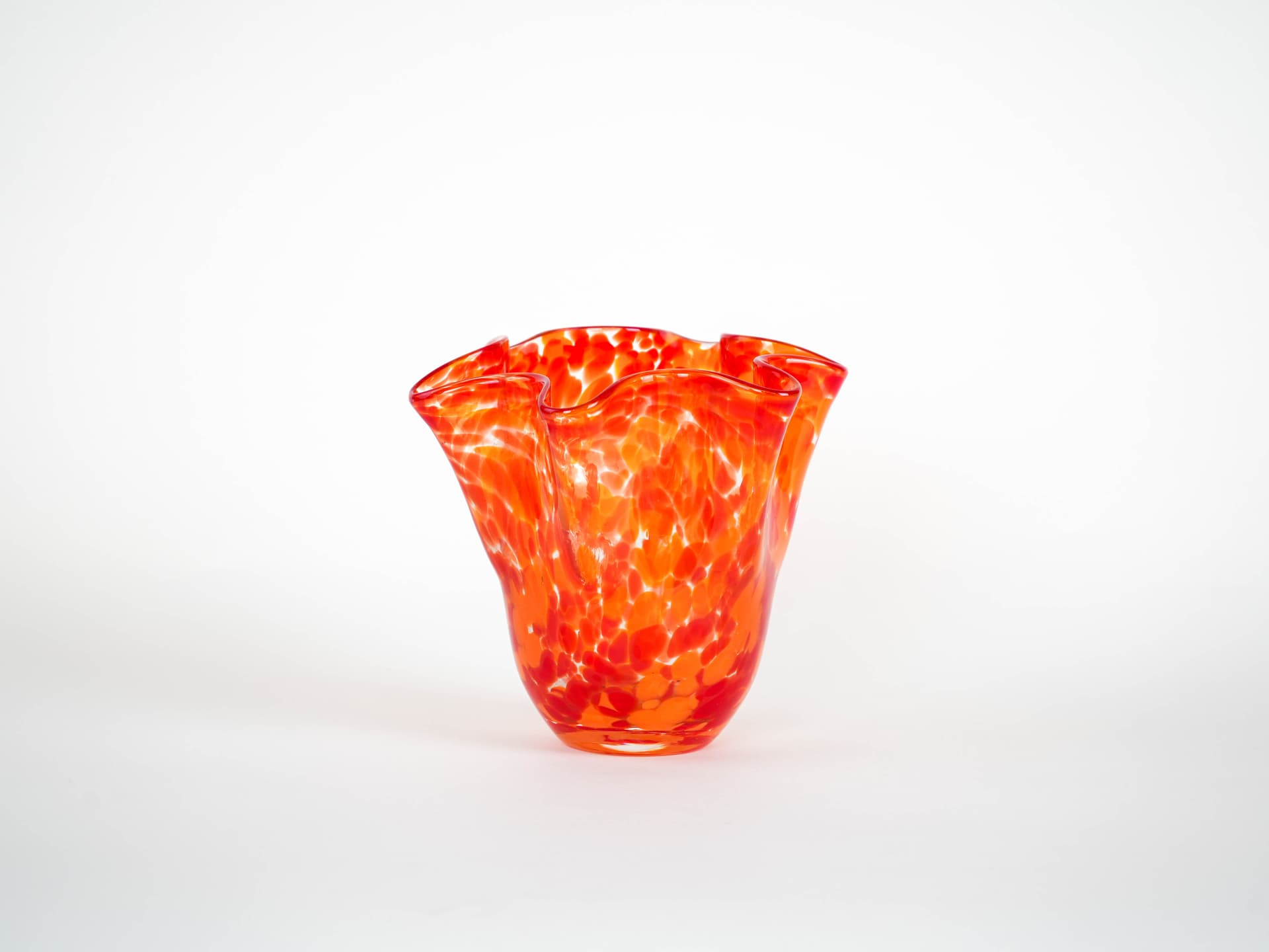Vase, orange red yellow, glass, Denmark, 1970s. - 322045