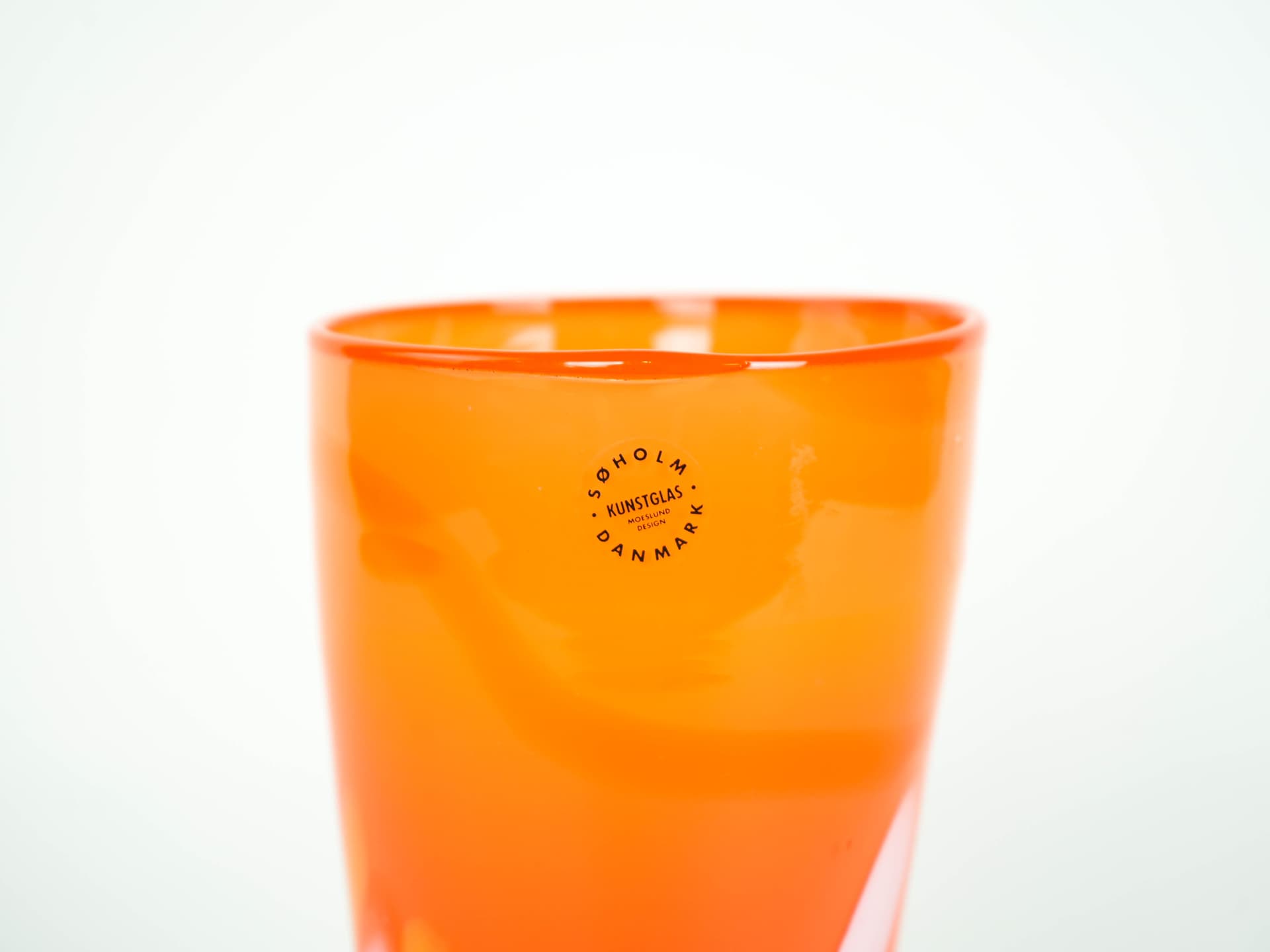 Vase, orange, glass, Søholm, Denmark, 1960s. - 322052