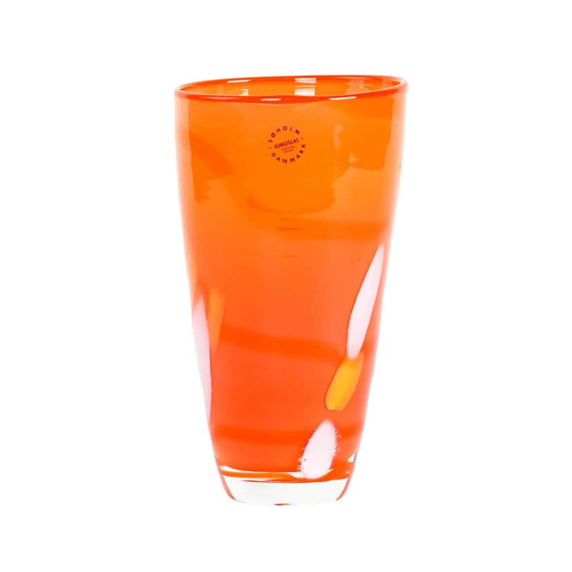 Vase, orange, glass, Søholm, Denmark, 1960s.