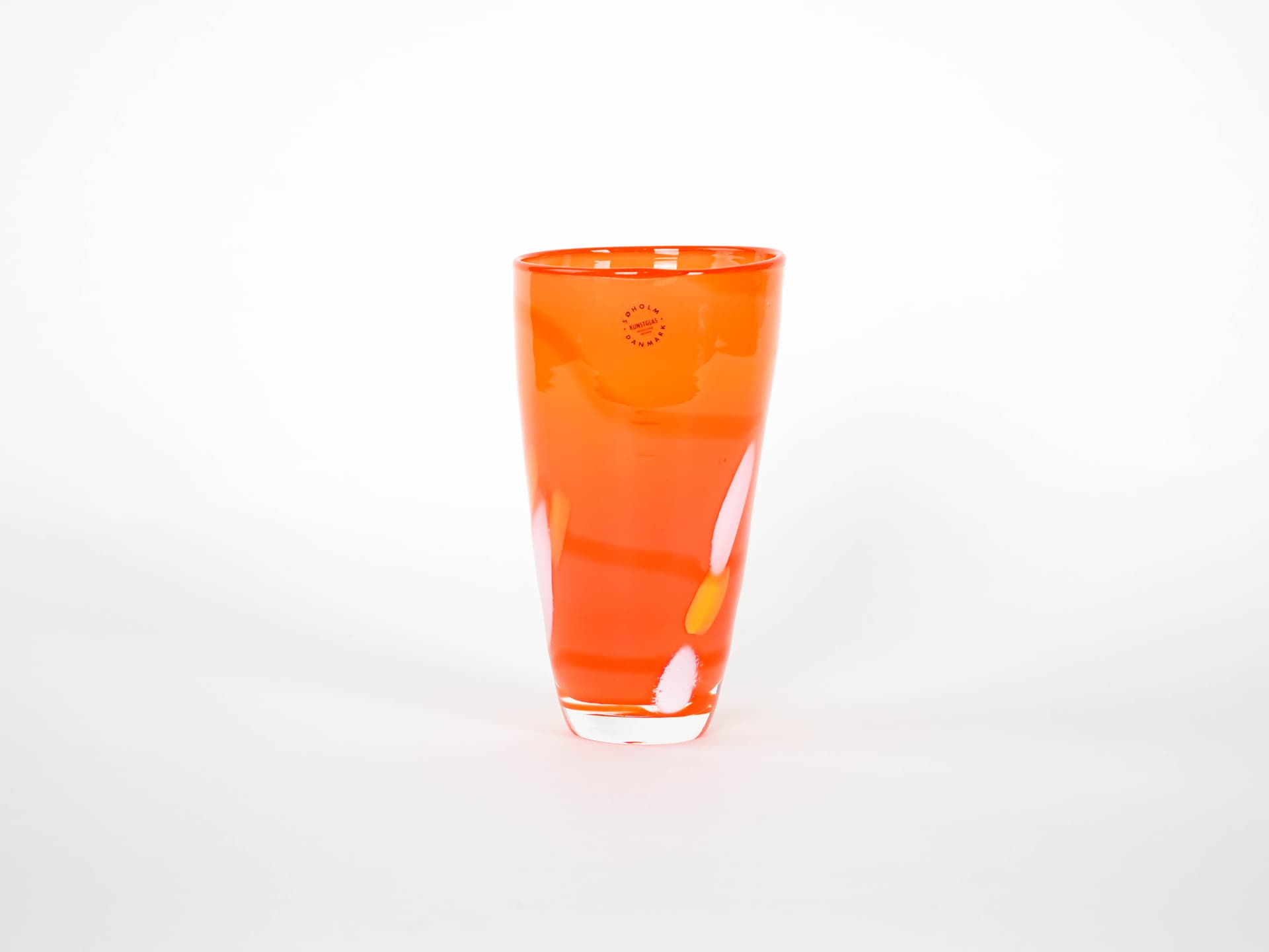Vase, orange, glass, Søholm, Denmark, 1960s. - 322051