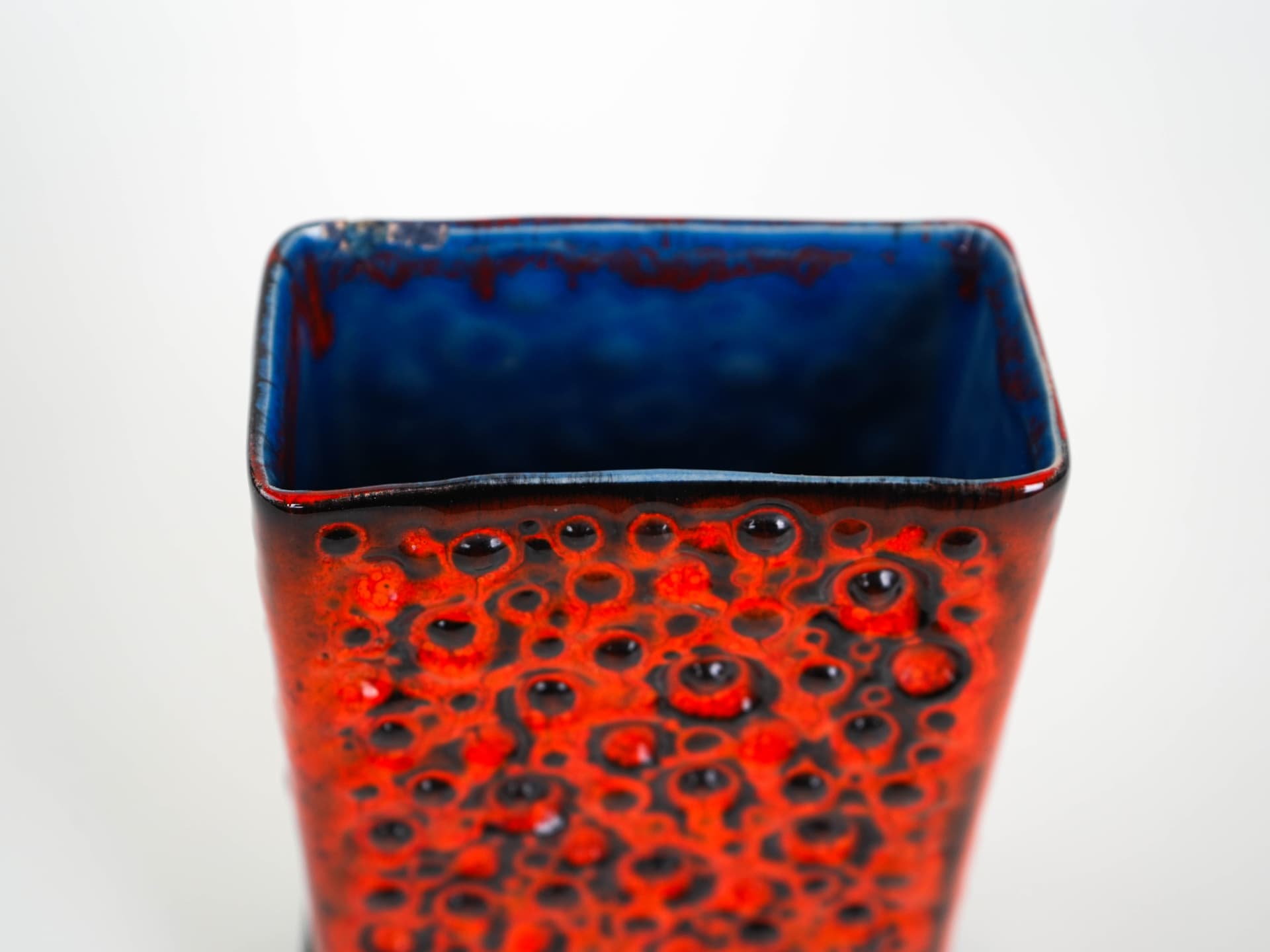 Vase Fat Lava, red orange black ceramics, Germany, 1960s. - 322067