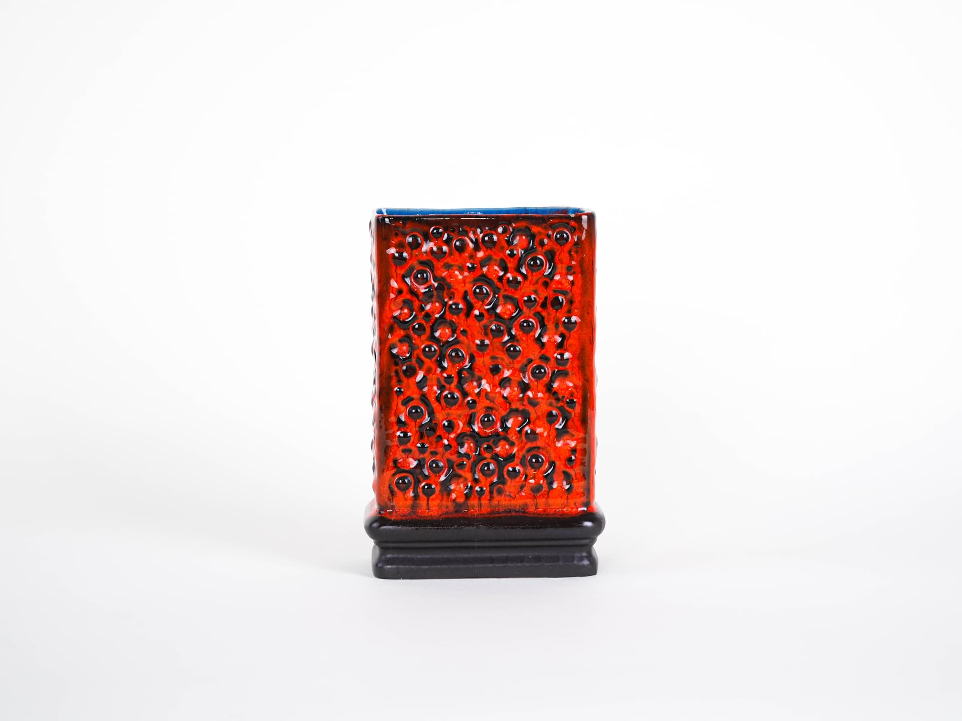 Vase Fat Lava, red orange black ceramics, Germany, 1960s. - 322063