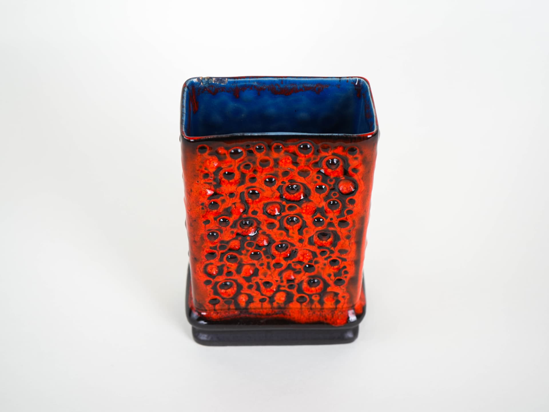 Vase Fat Lava, red orange black ceramics, Germany, 1960s. - 322066
