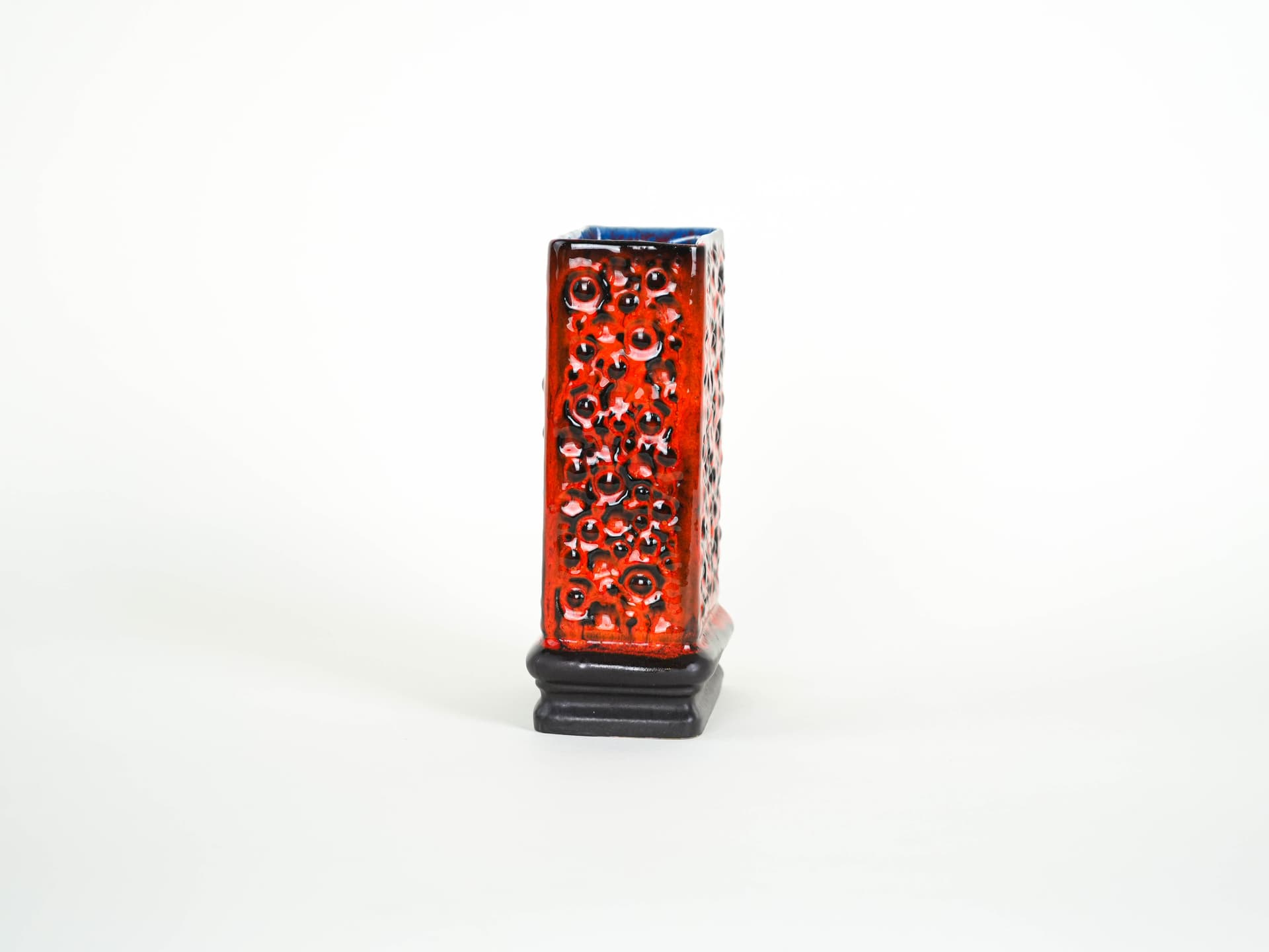 Vase Fat Lava, red orange black ceramics, Germany, 1960s. - 322064
