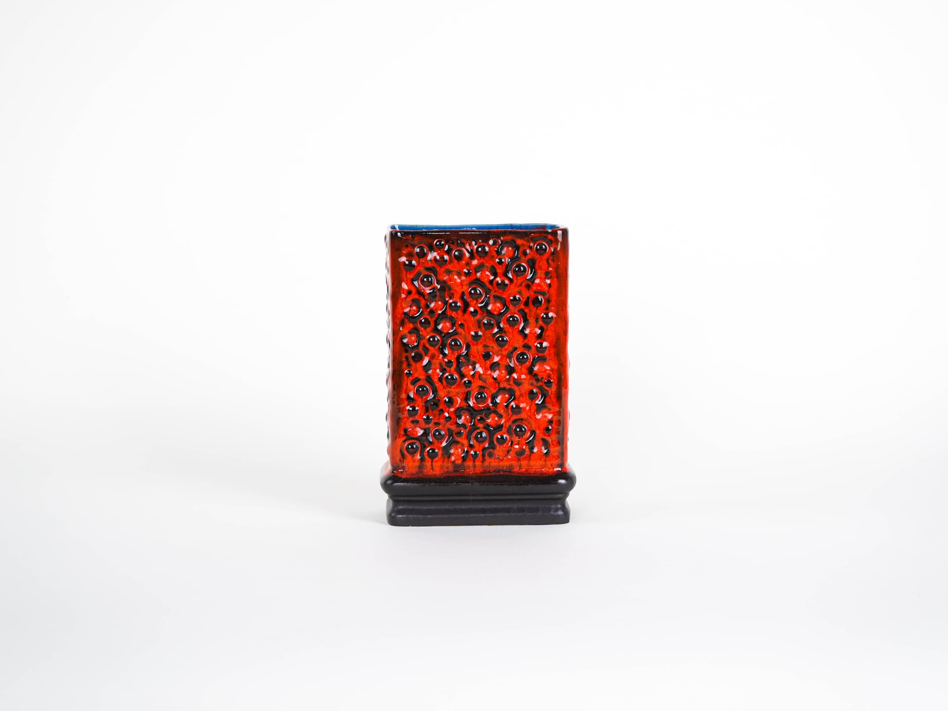 Vase Fat Lava, red orange black ceramics, Germany, 1960s. - 322065