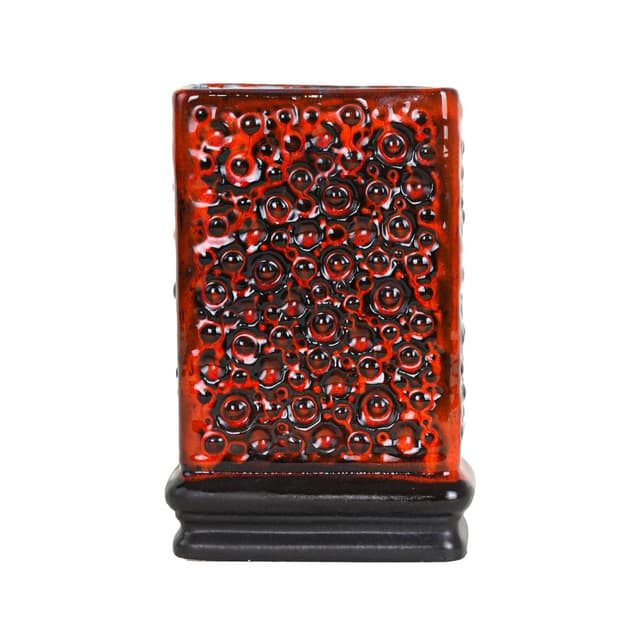 Vase Fat Lava, red black ceramics, Germany, 1960s. - DIMENSION