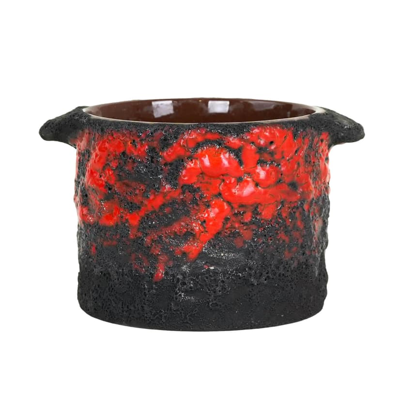 Vase Fat Lava, red orange black, ceramics, Germany, 1960s.