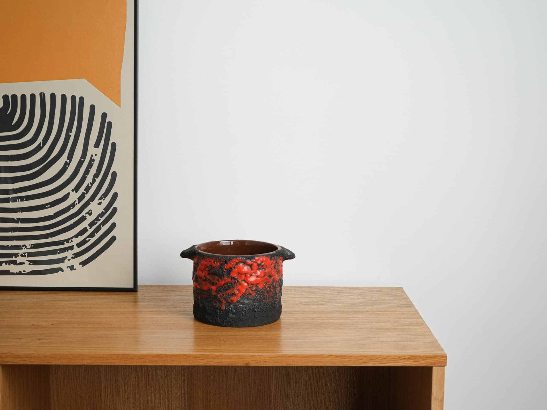 Vase Fat Lava, red orange black, ceramics, Germany, 1960s. - 322087