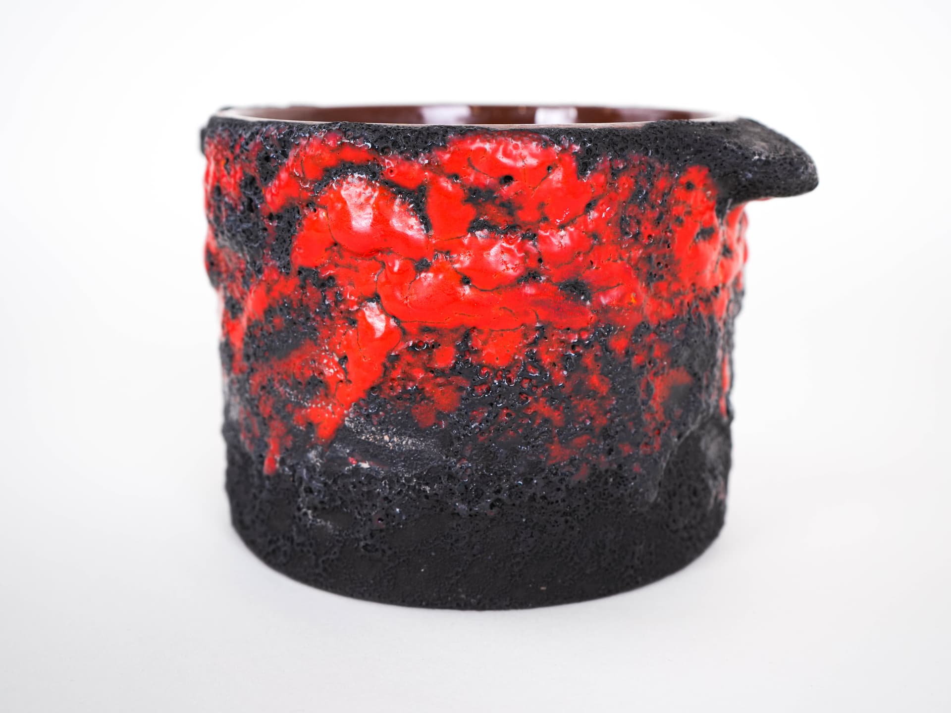Vase Fat Lava, red orange black, ceramics, Germany, 1960s. - 322089