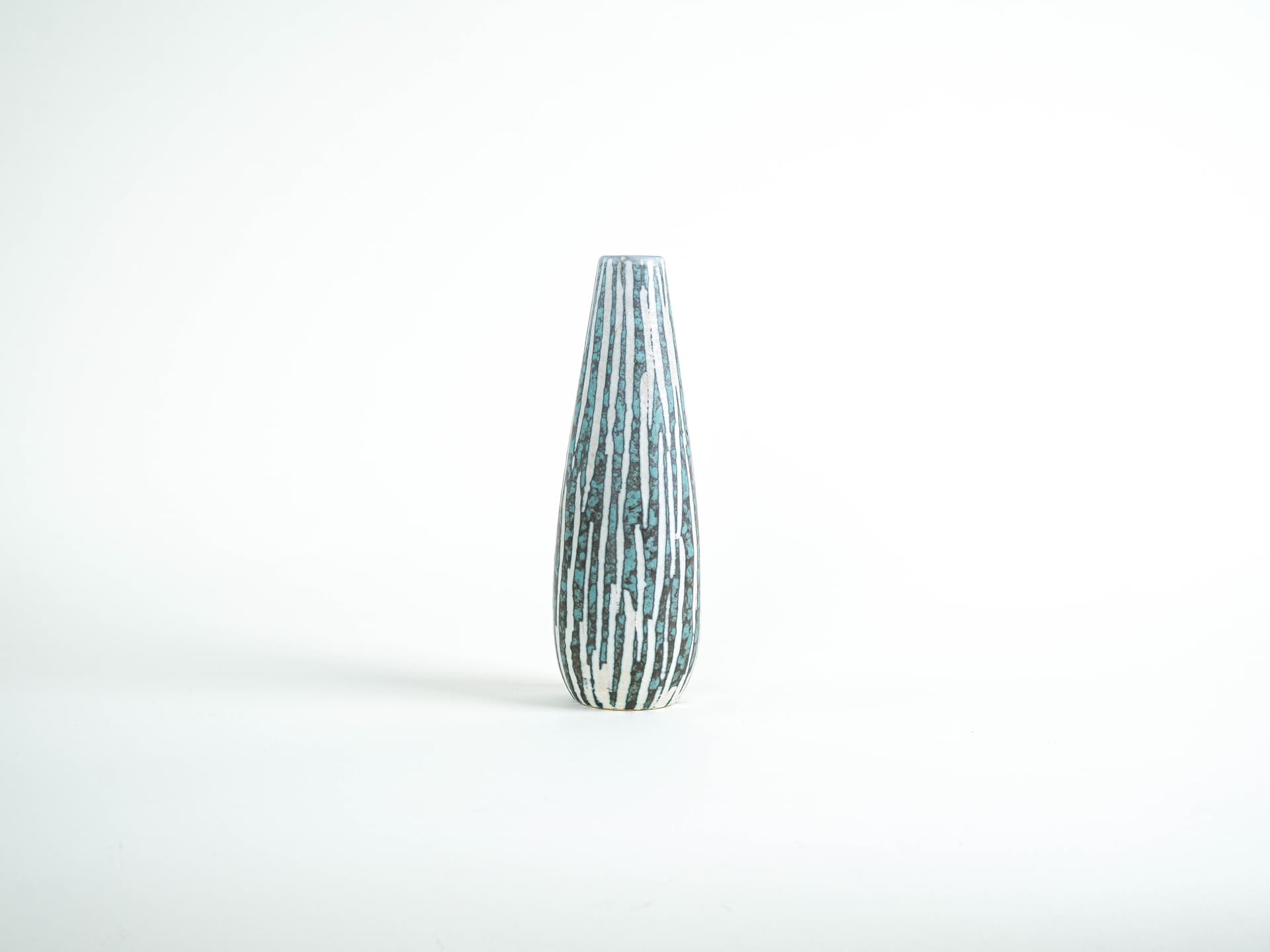 Vase, turquoise and white, ceramics, Scheurich, Germany, 1960s. - 322141
