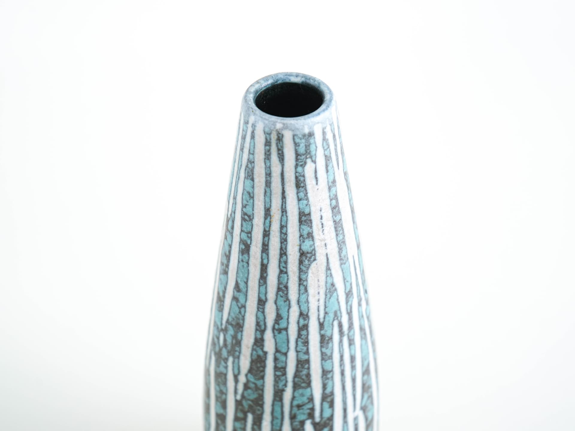 Vase, turquoise and white, ceramics, Scheurich, Germany, 1960s. - 322143