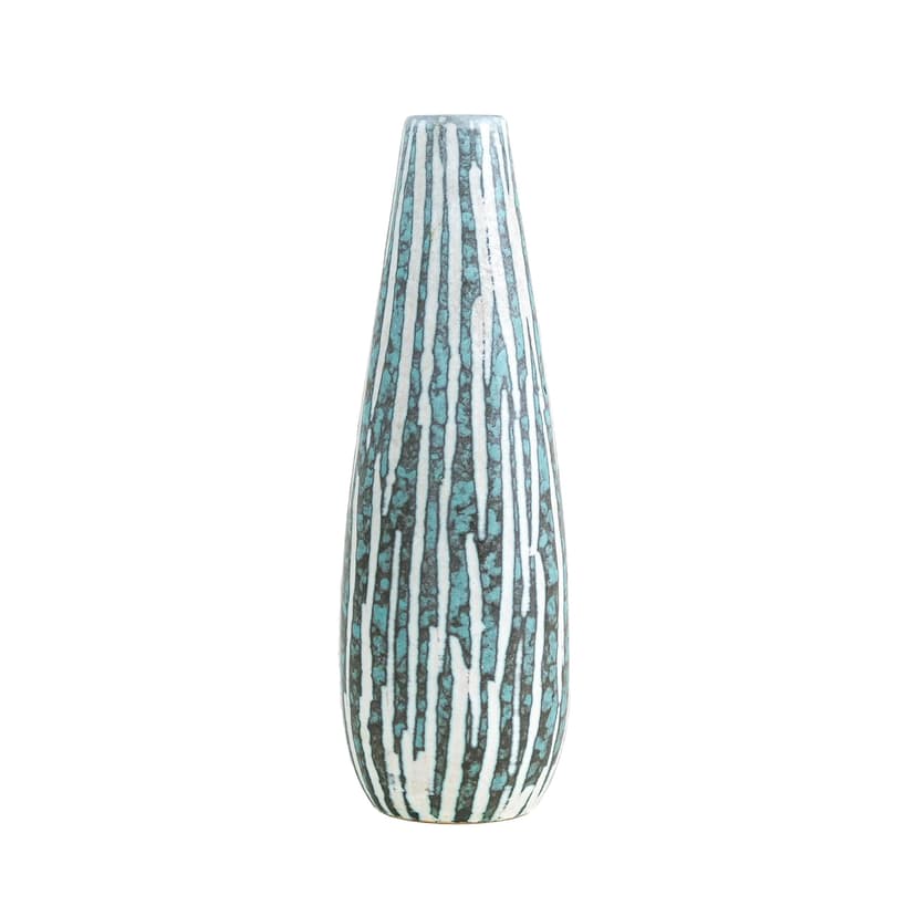 Vase, turquoise and white, ceramics, Scheurich, Germany, 1960s.