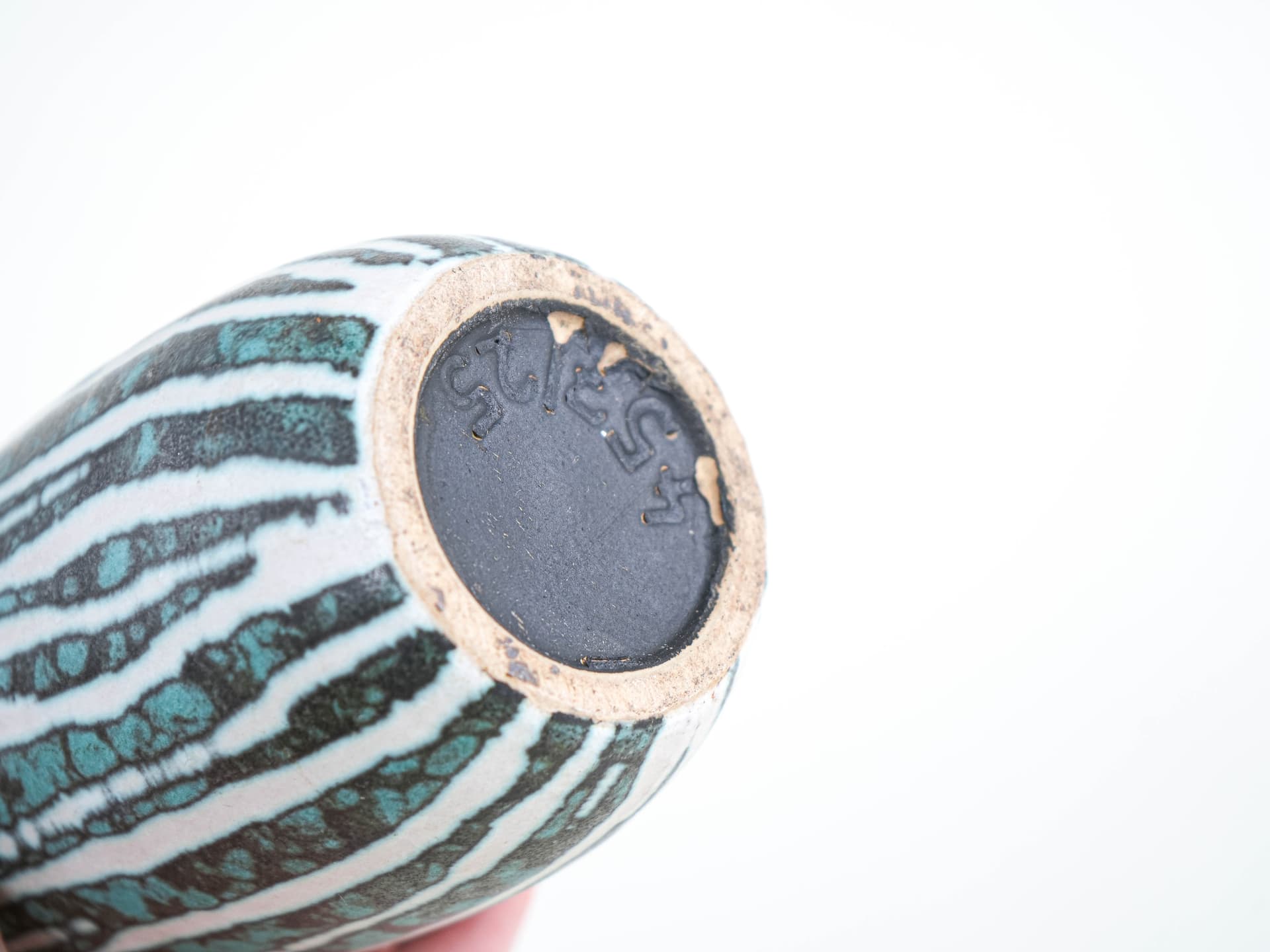 Vase, turquoise and white, ceramics, Scheurich, Germany, 1960s. - 322147