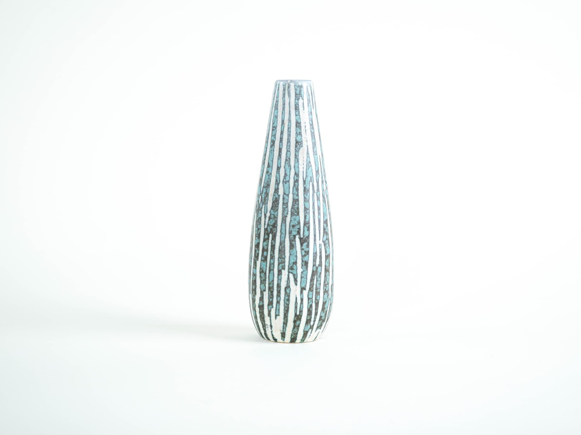 Vase, turquoise and white, ceramics, Scheurich, Germany, 1960s. - 322142