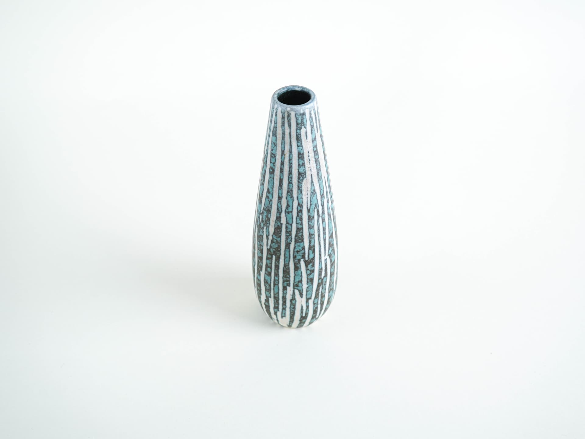 Vase, turquoise and white, ceramics, Scheurich, Germany, 1960s. - 322144