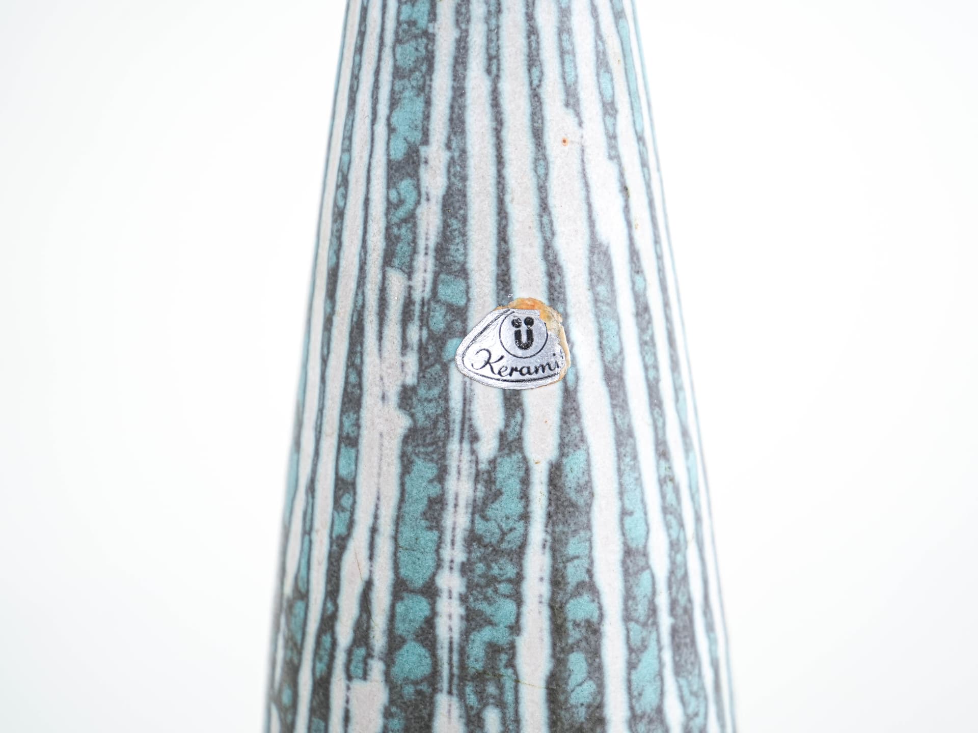 Vase, turquoise and white, ceramics, Scheurich, Germany, 1960s. - 322148