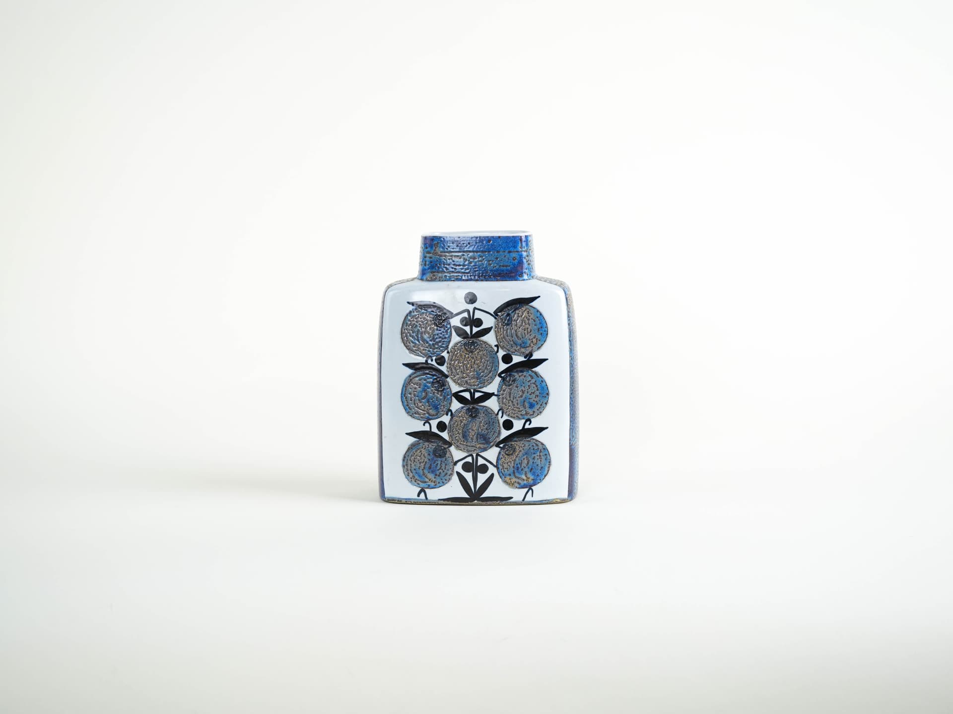 Vase, white blue grey black ceramics, Aluminia, Denmark, 1960s. - 322163