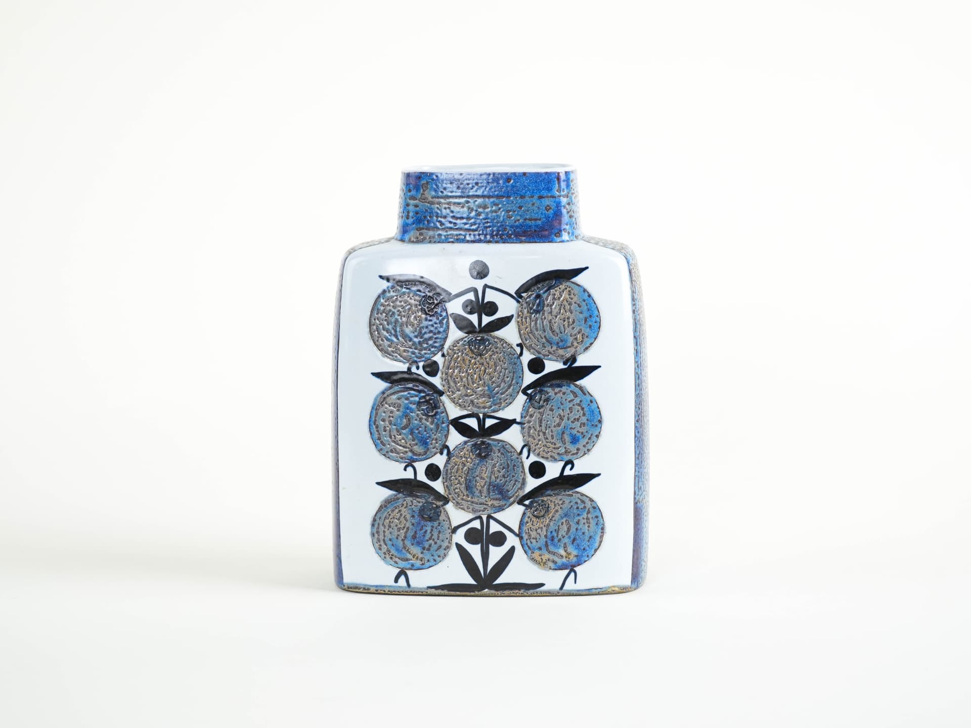 Vase, white blue grey black ceramics, Aluminia, Denmark, 1960s. - 322164
